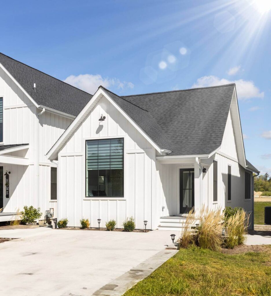 ADU with gray roof and white walls