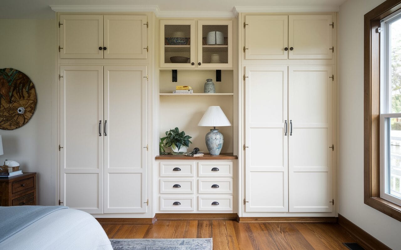 how to repurpose kitchen cabinets into bedroom built ins