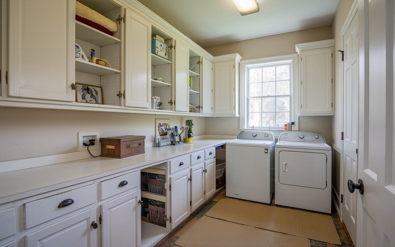 how to repurpose kitchen cabinets into laundry room storage